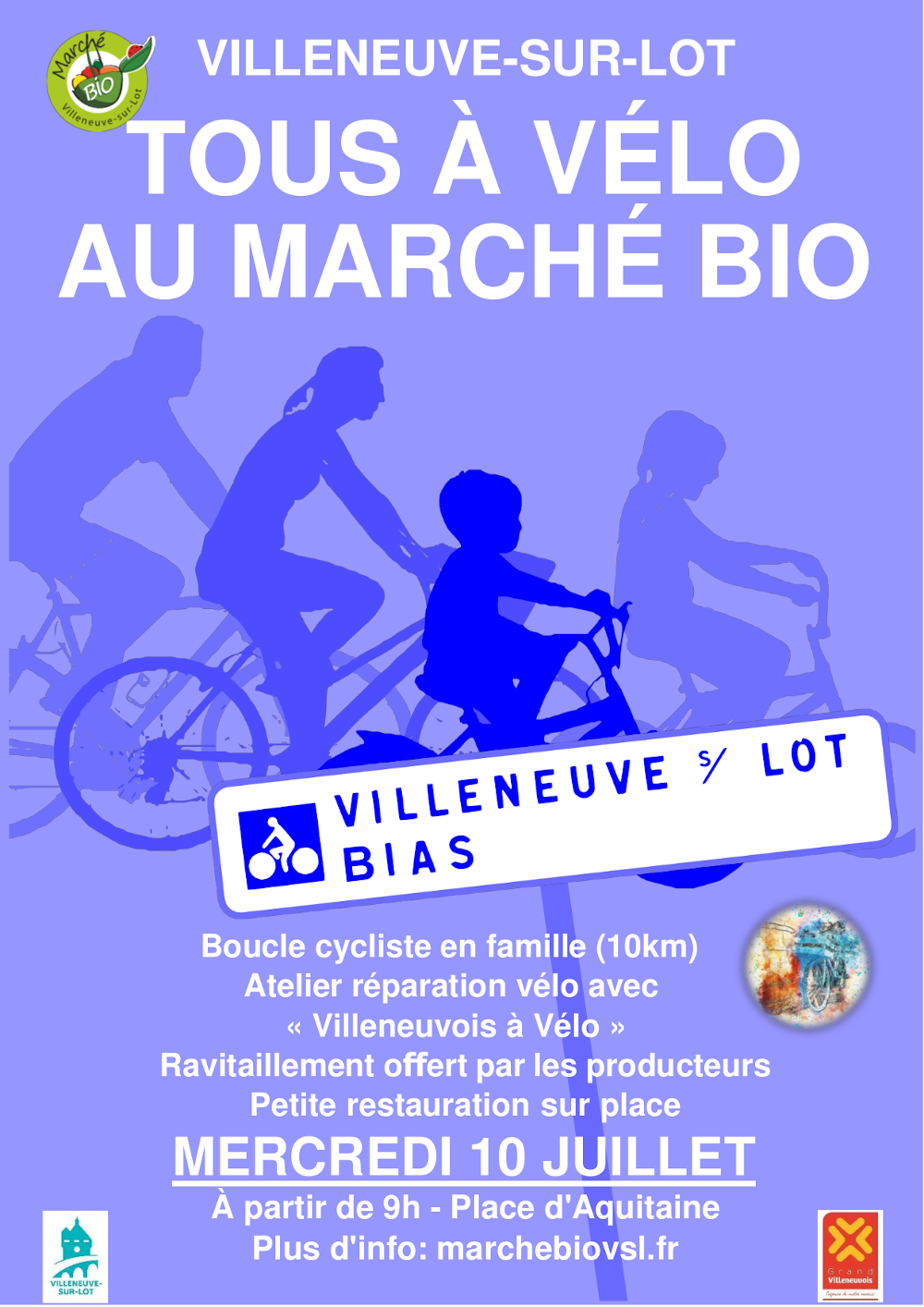 Affiche Tous à vélo au Marche Bio 2024